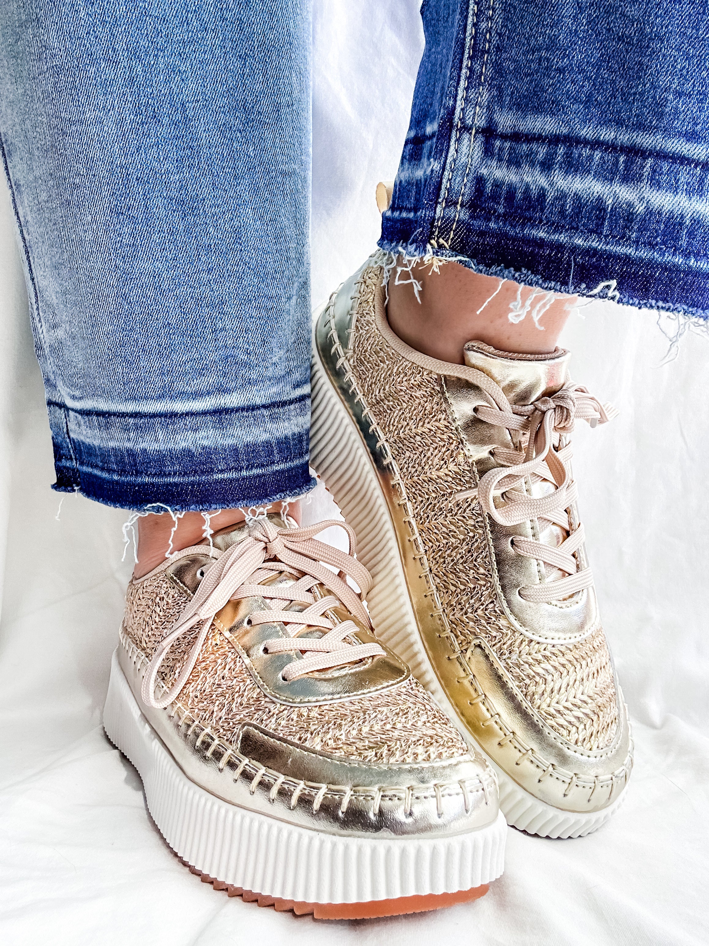The Amanda Sneakers in Shiny Gold-L.A. Shoe King-Trendsetter Online Boutique