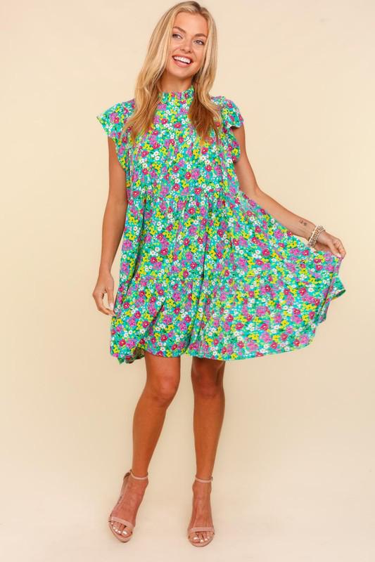 PREORDER: Blooms on Broad Mini Dress in Green-Haptics-Trendsetter Online Boutique