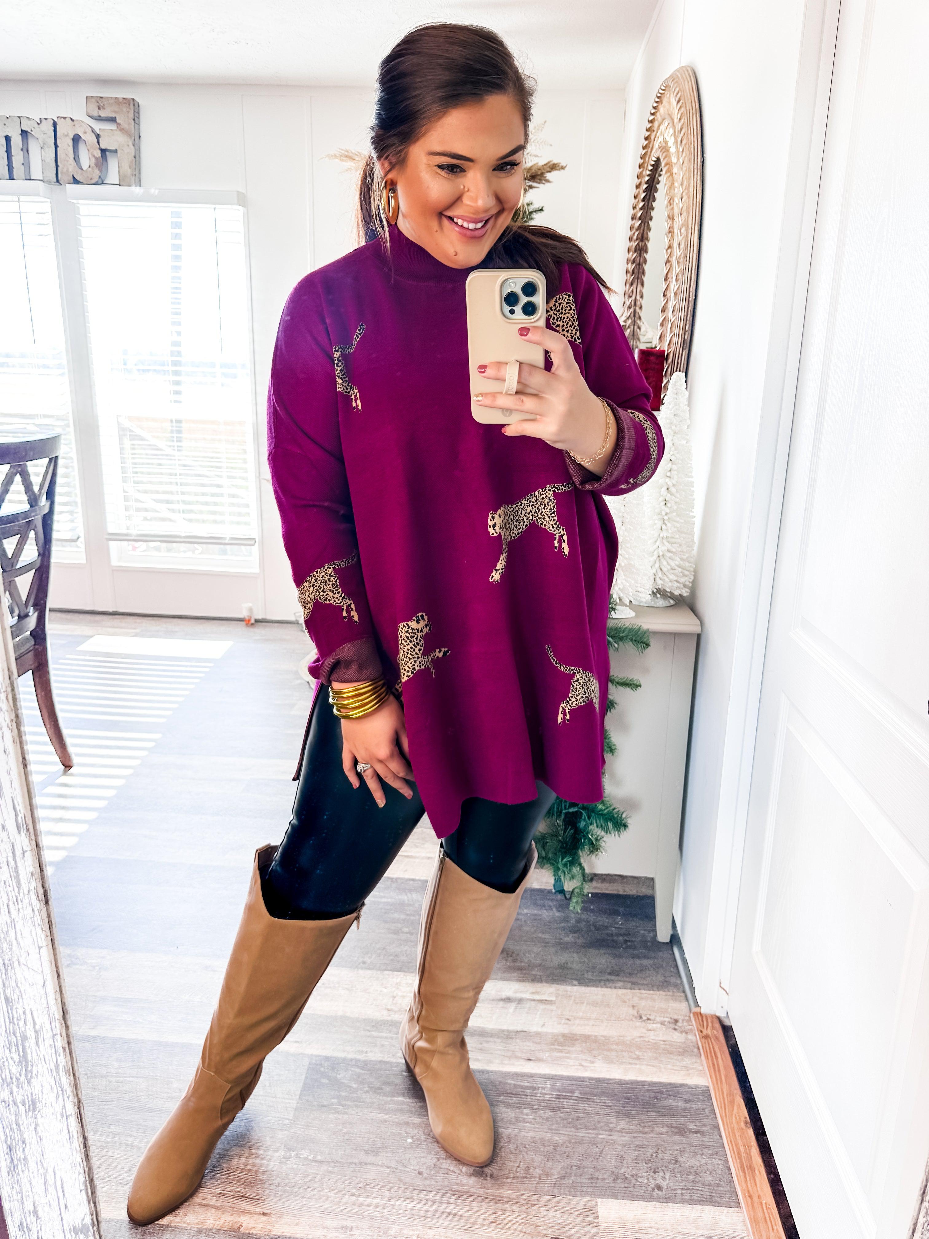 Easy to Style Mock Neck Sweater- Plum-Entro-Trendsetter Online Boutique