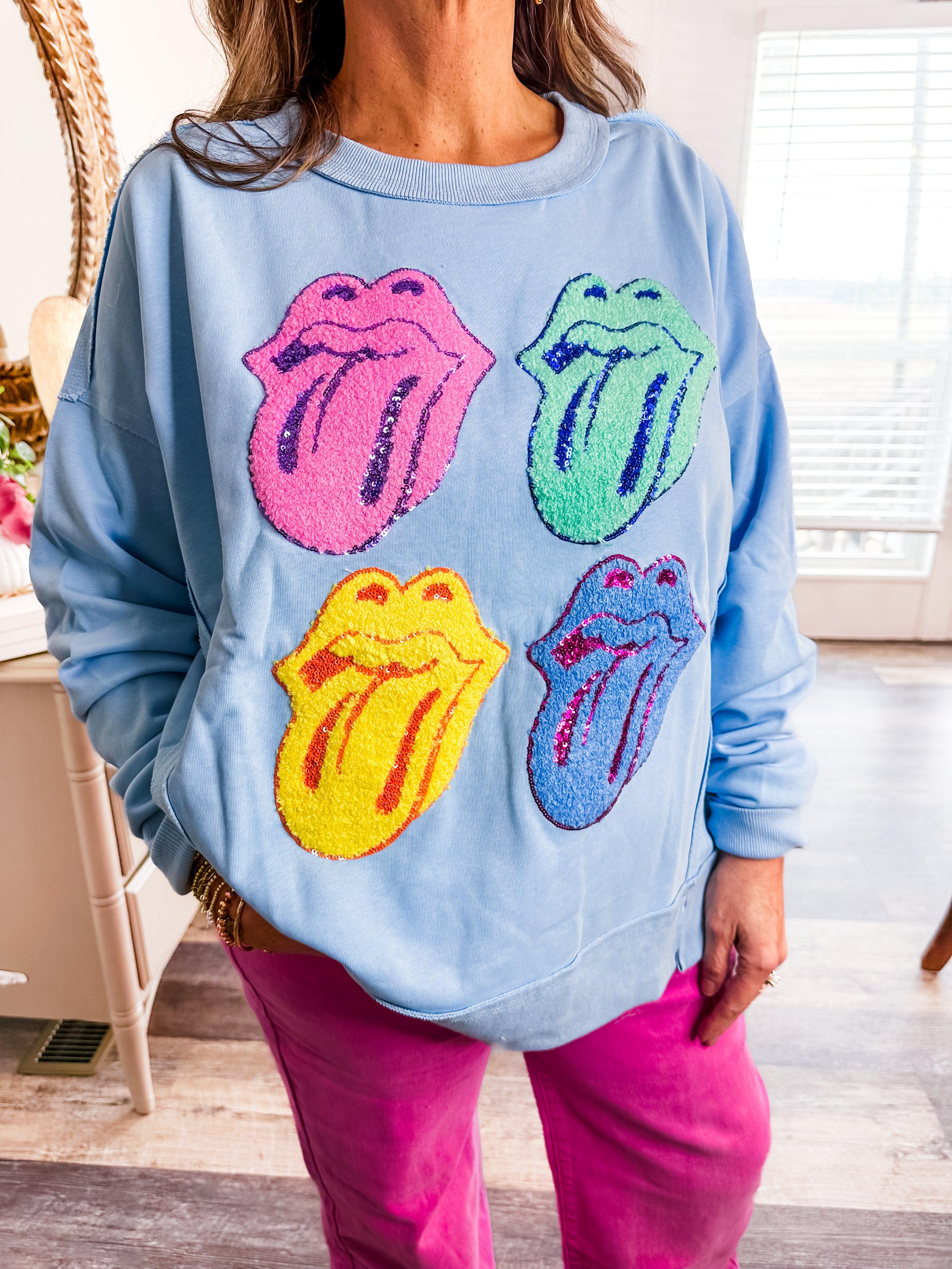 The Rolling Stones Chenille Patch Pullover-Fantastic Fawn-Trendsetter Online Boutique
