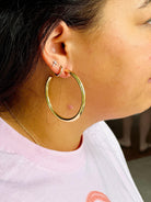 Marilyn Metal Post Hoop Earrings in Shiny Gold-Caroline Hill-Trendsetter Online Boutique