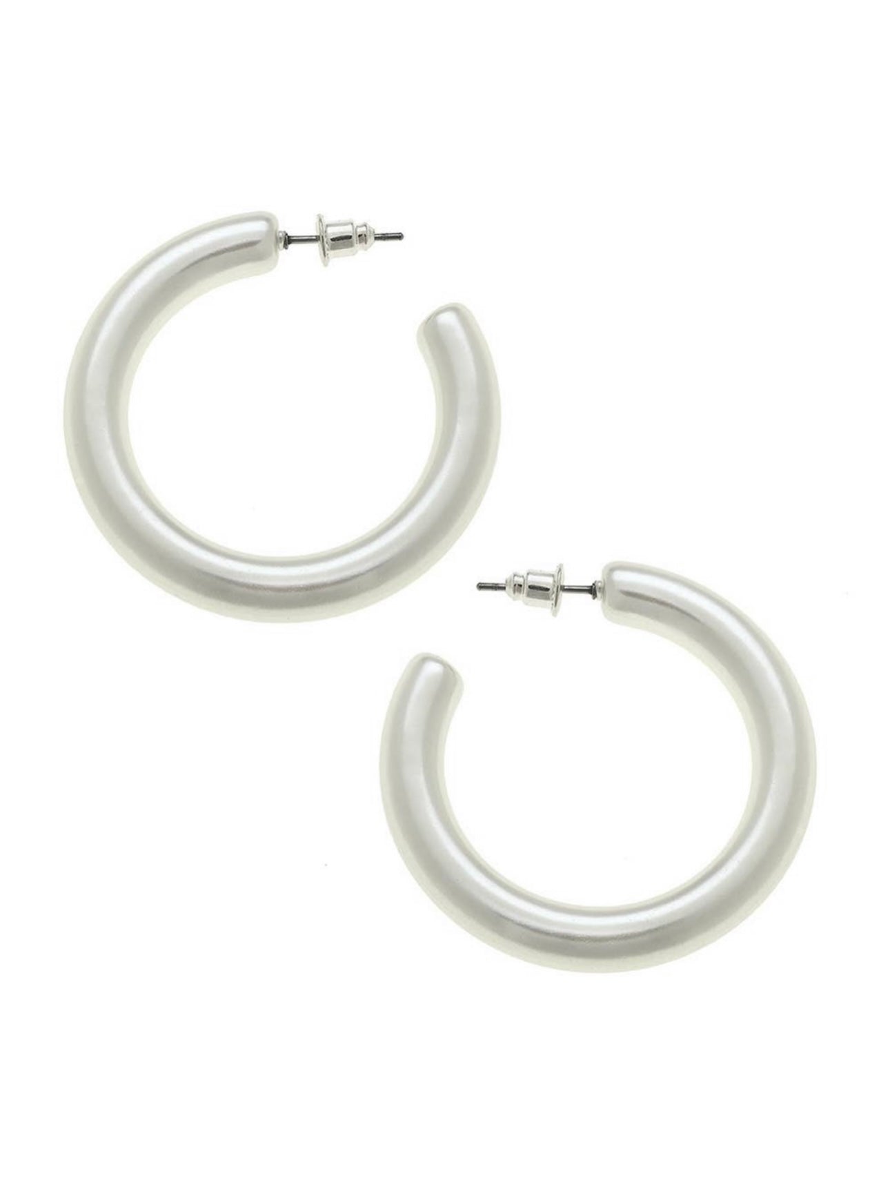 Tori Pearl-Coated Hoop Earrings in Ivory-CANVAS Style-Trendsetter Online Boutique