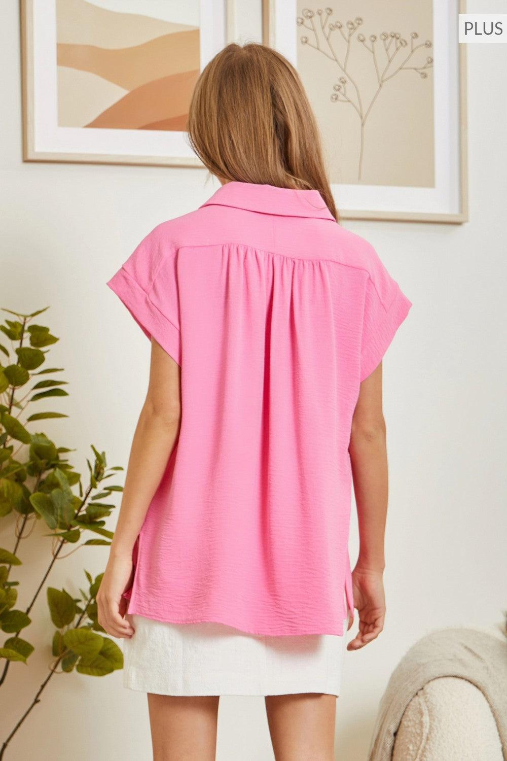 The June Basic Blouse- Pink-Andree By Unit-Trendsetter Online Boutique