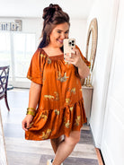 Feeling Fiesty Mini Dress- Rust-Entro-Trendsetter Online Boutique