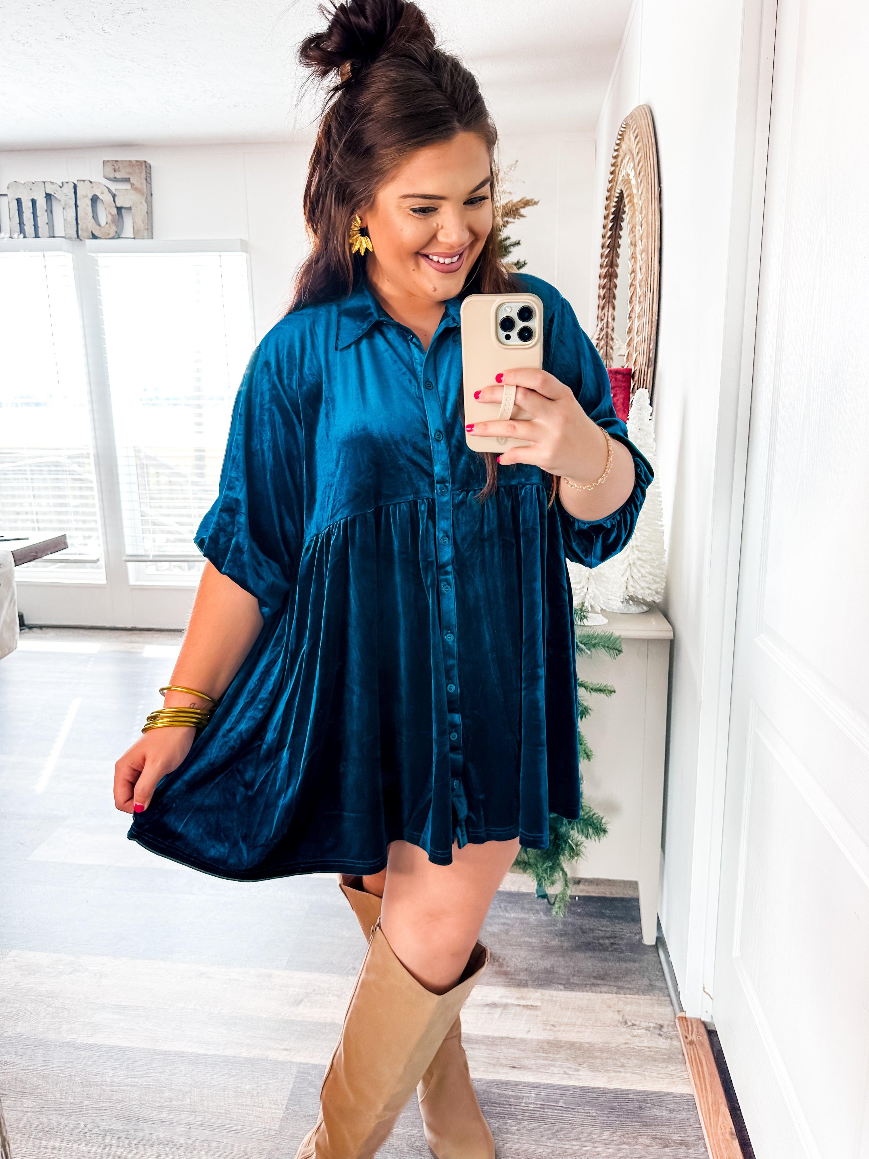 Modern Muse Tunic Dress- Teal-Umgee-Trendsetter Online Boutique