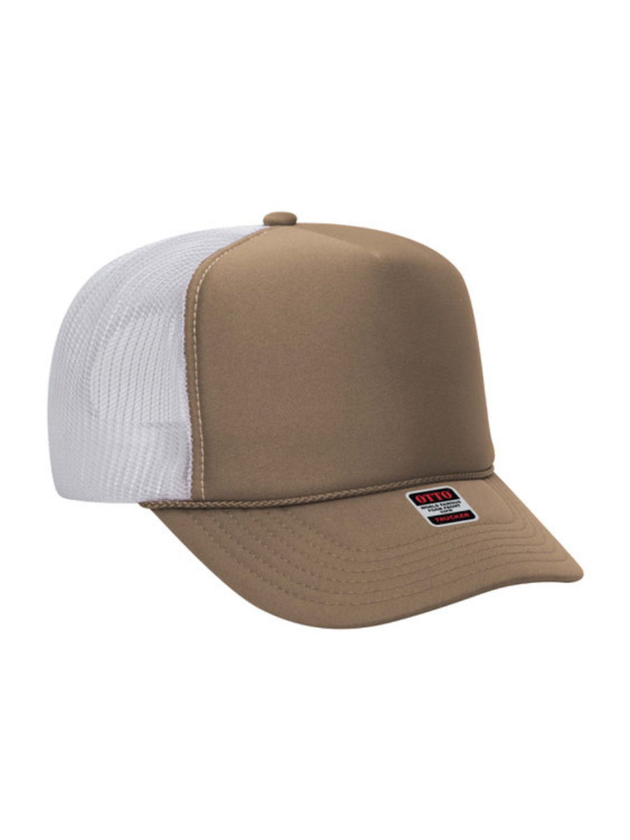 Foam Trucker Hat- Tan/White-OTTO-Trendsetter Online Boutique