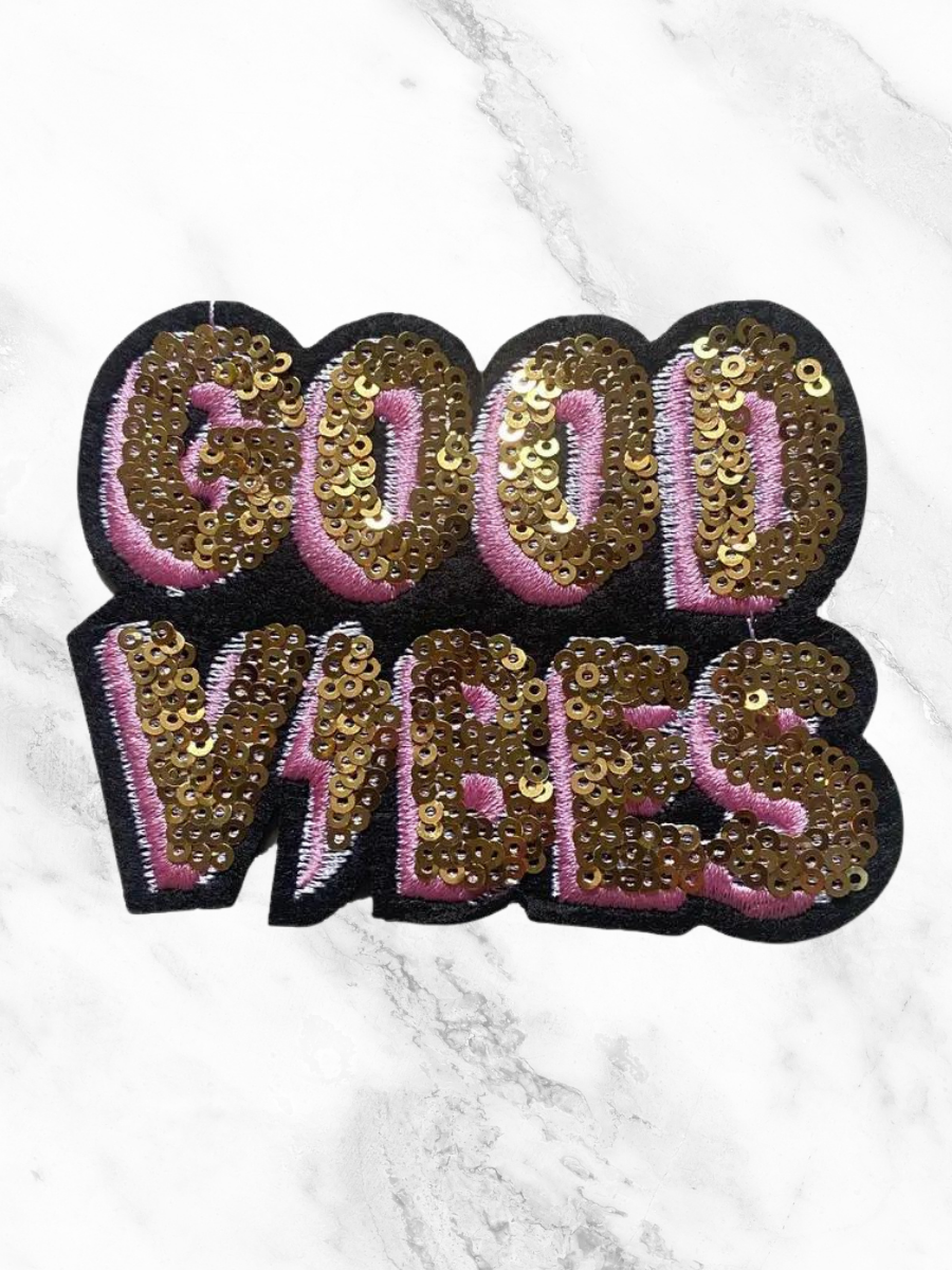 Good Vibes Sequin Custom Hat Patch-Temu-Trendsetter Online Boutique