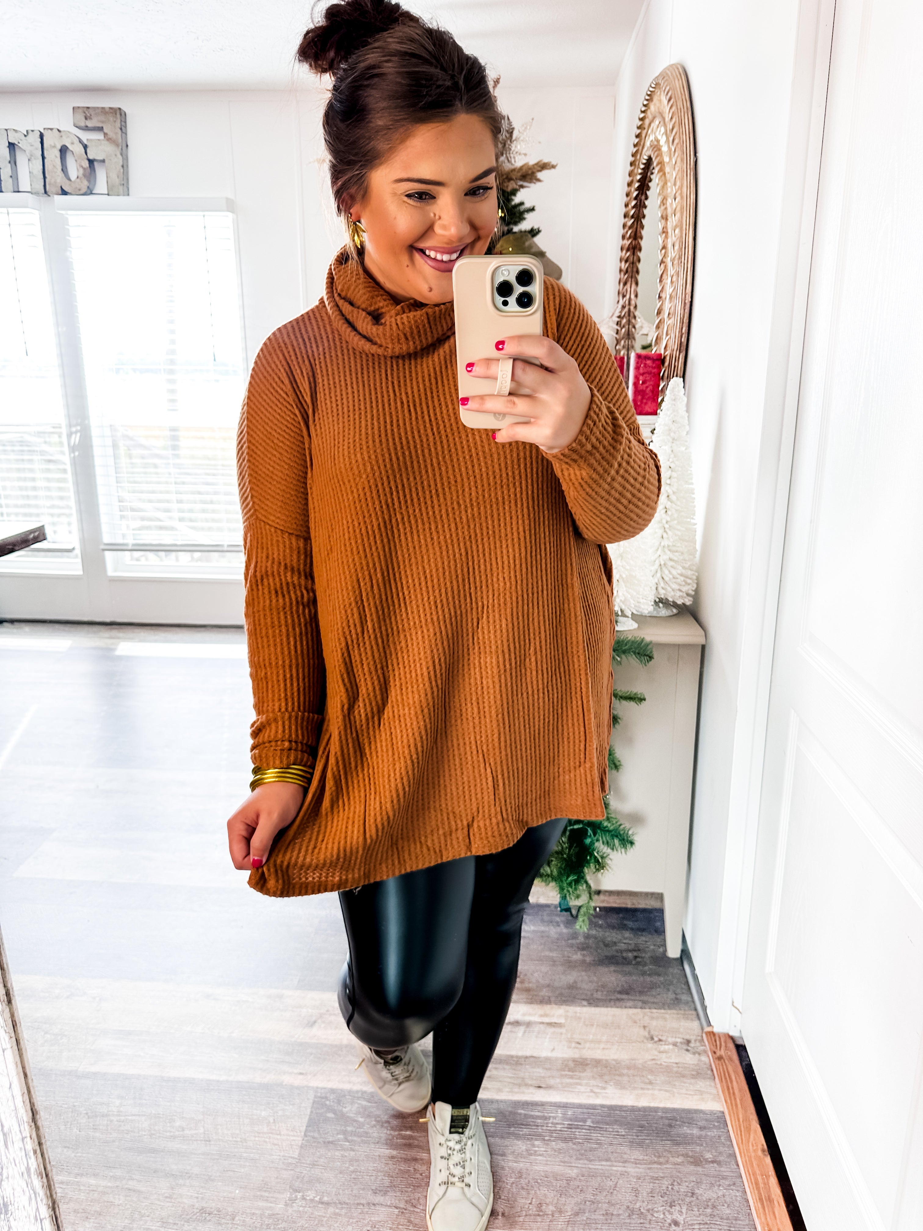 Exceptionally Chic Cowl Neck Sweater- Camel-Zenana-Trendsetter Online Boutique