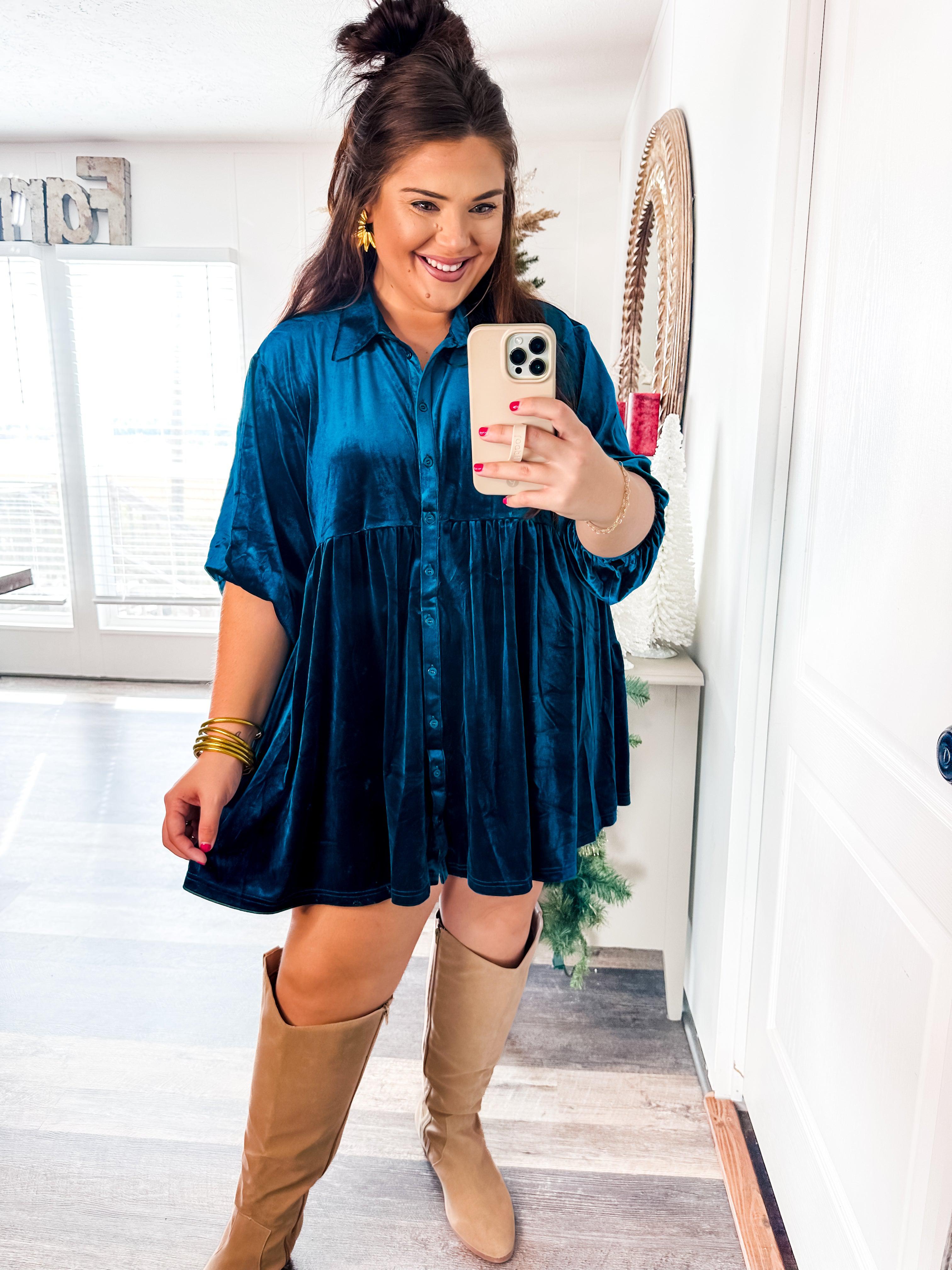 Modern Muse Tunic Dress- Teal-Umgee-Trendsetter Online Boutique