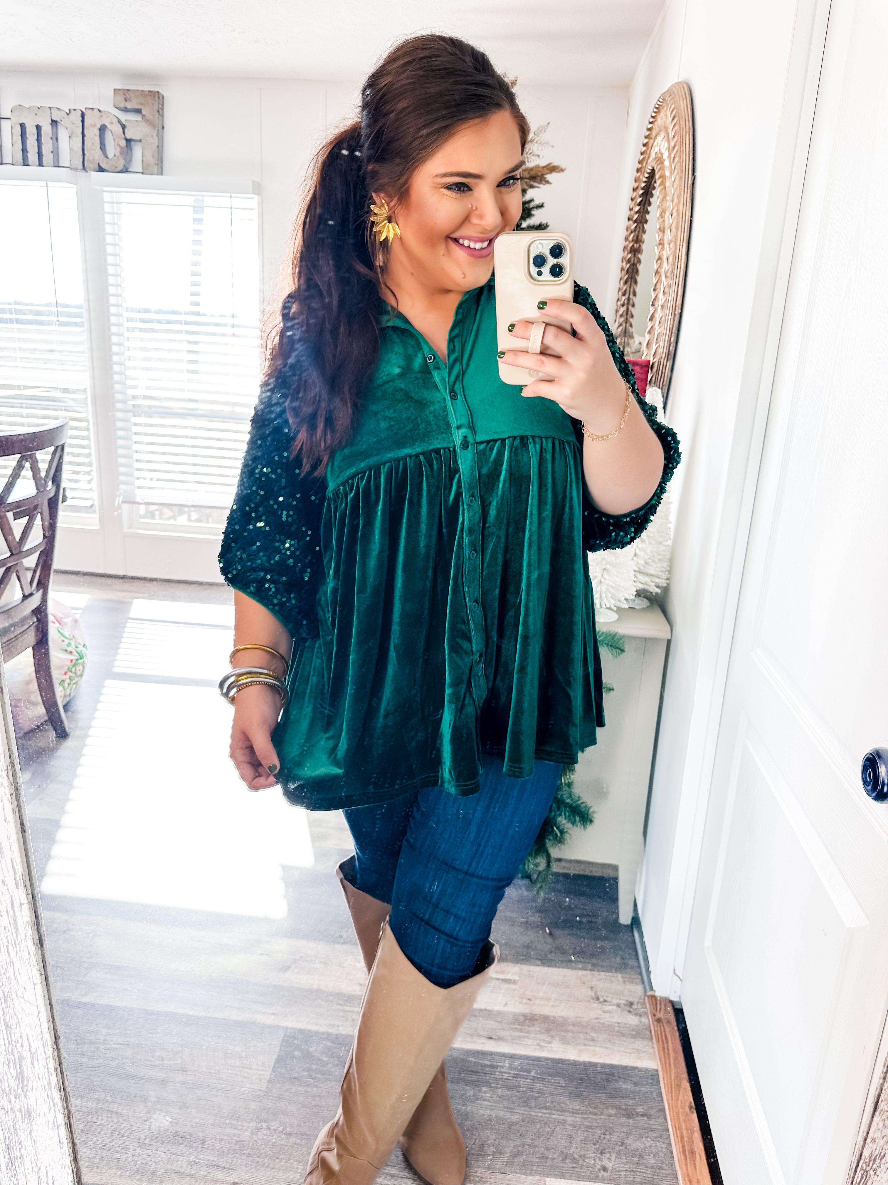 Best Dressed Tunic Top- Emerald Green-Umgee-Trendsetter Online Boutique