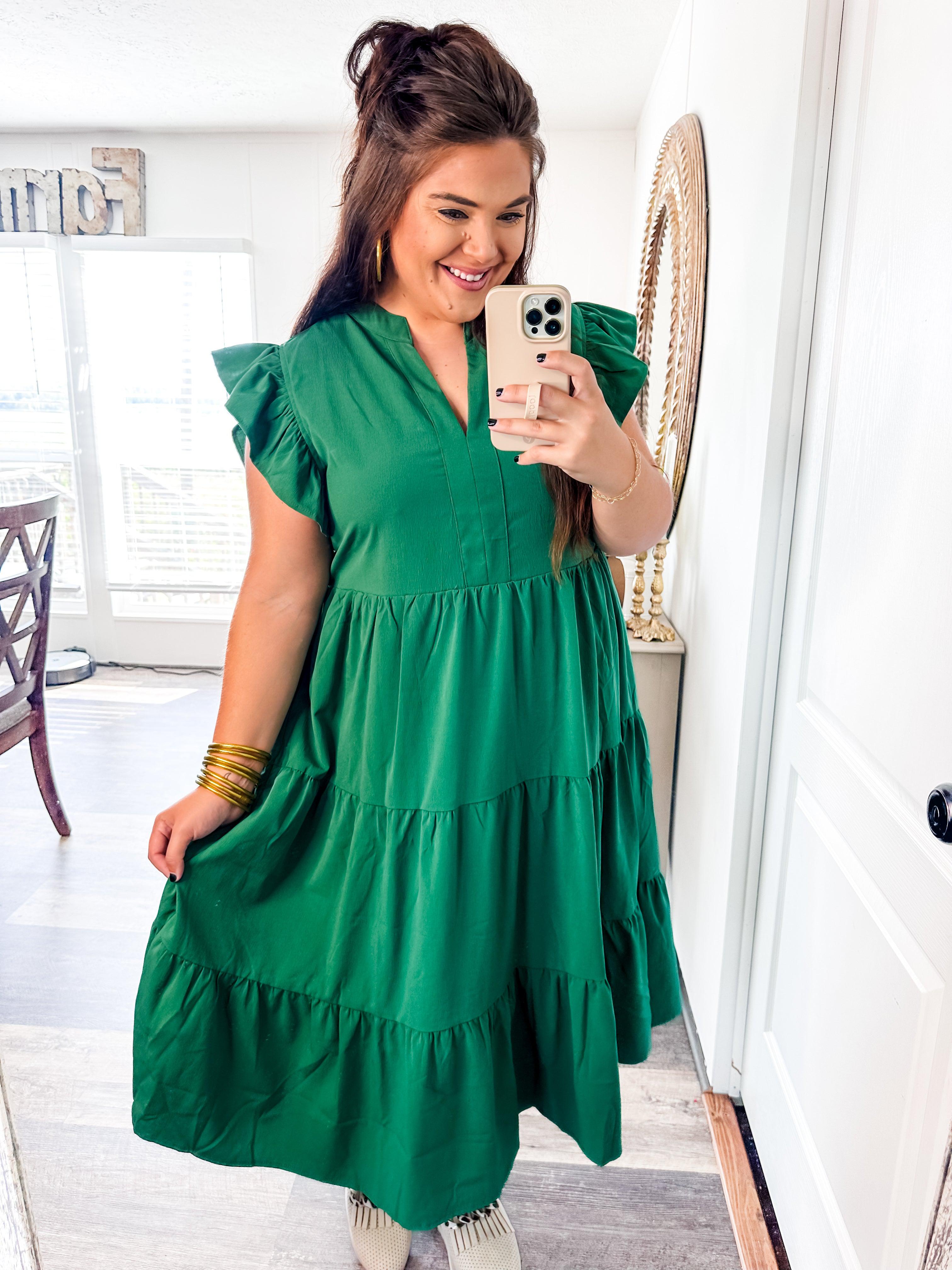 Cozy Feeling Midi Dress- Emerald-Entro-Trendsetter Online Boutique