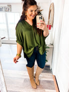 The Brittany Blouse in Olive-GLAM-Trendsetter Online Boutique