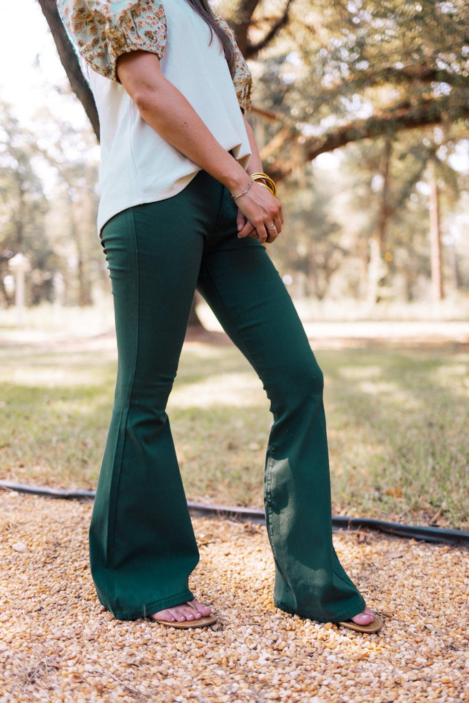 Autumn Leaves Flare Jeans-Trendsetter Online Boutique, Women's Online Fashion Boutique Located in Edison, Georgia