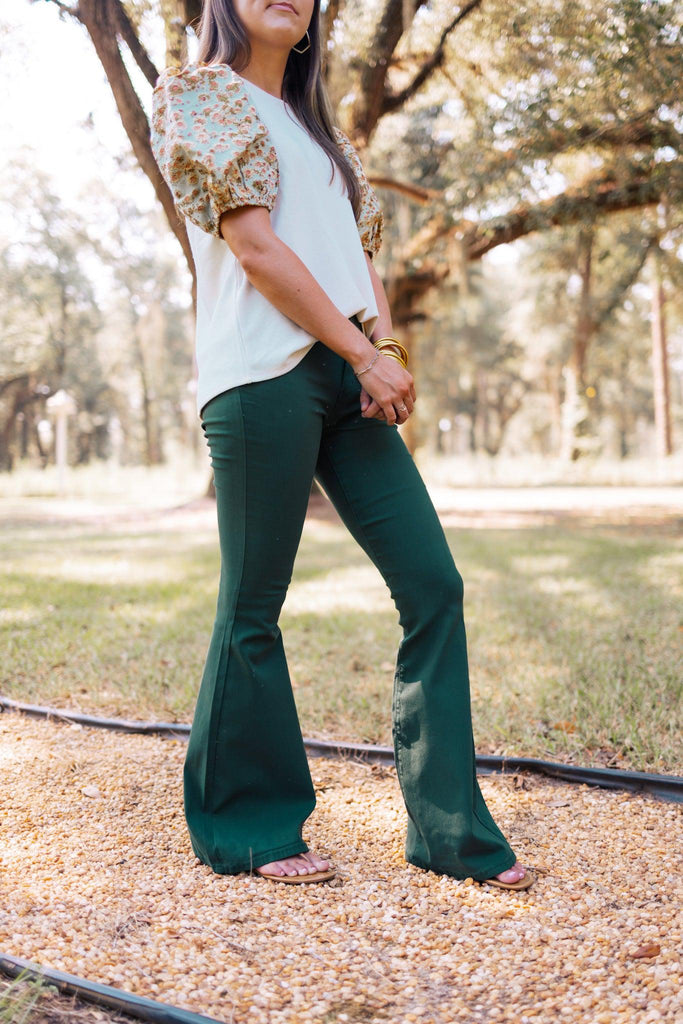 Autumn Leaves Flare Jeans-Trendsetter Online Boutique, Women's Online Fashion Boutique Located in Edison, Georgia