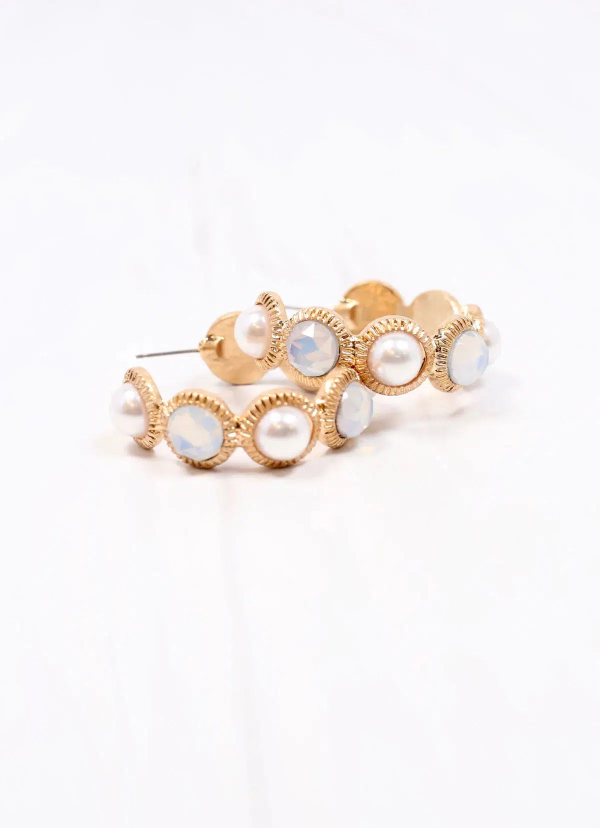 Marten Pearl and Stone Earrings in White Opal-Caroline Hill-Trendsetter Online Boutique