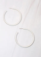 Arden Satin Hoop Earrings in Matte Silver-Caroline Hill-Trendsetter Online Boutique