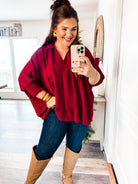 Give Cheers Blouse in Wine-Umgee-Trendsetter Online Boutique