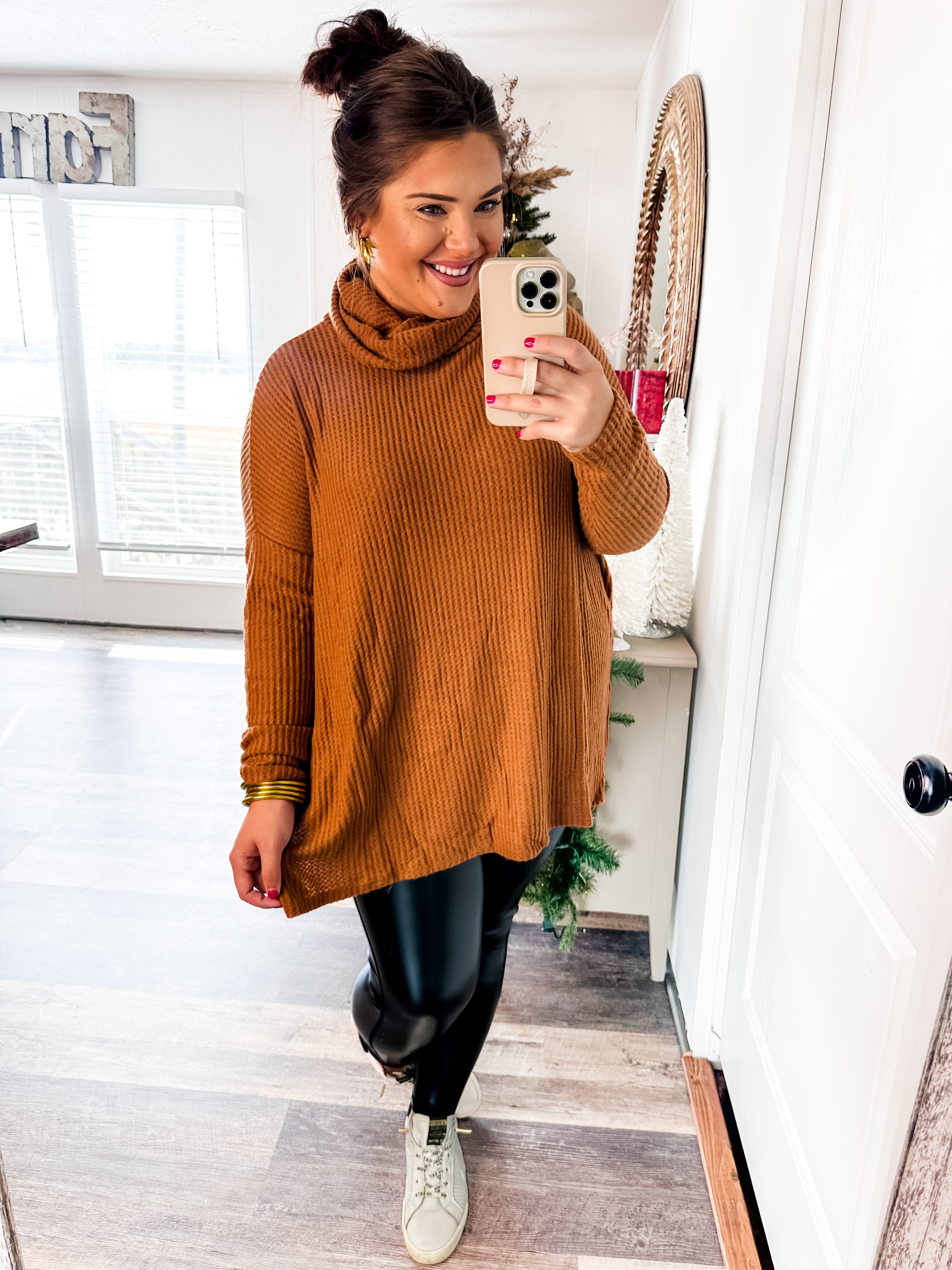 Exceptionally Chic Cowl Neck Sweater- Camel-Zenana-Trendsetter Online Boutique