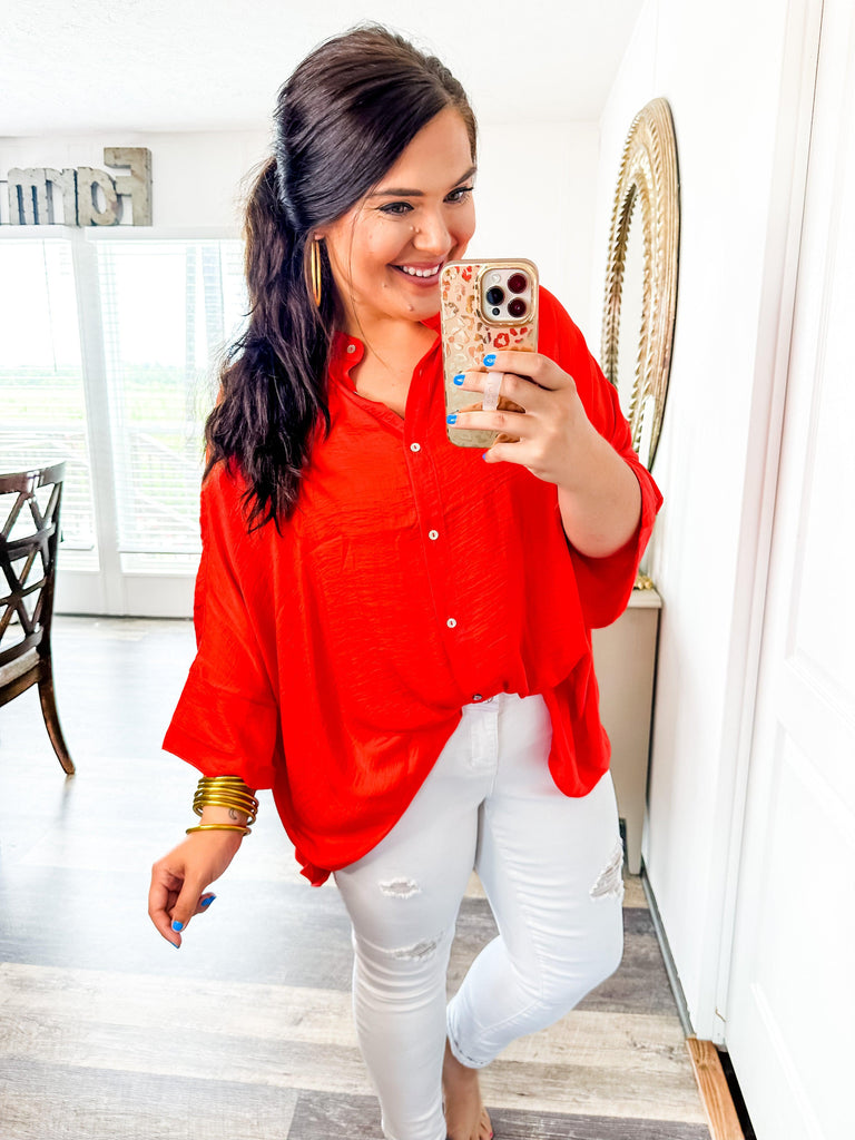 Sleek and Chic Blouse- Red-Shirts & Tops-Trendsetter Online Boutique, Women's Online Fashion Boutique Located in Edison, Georgia