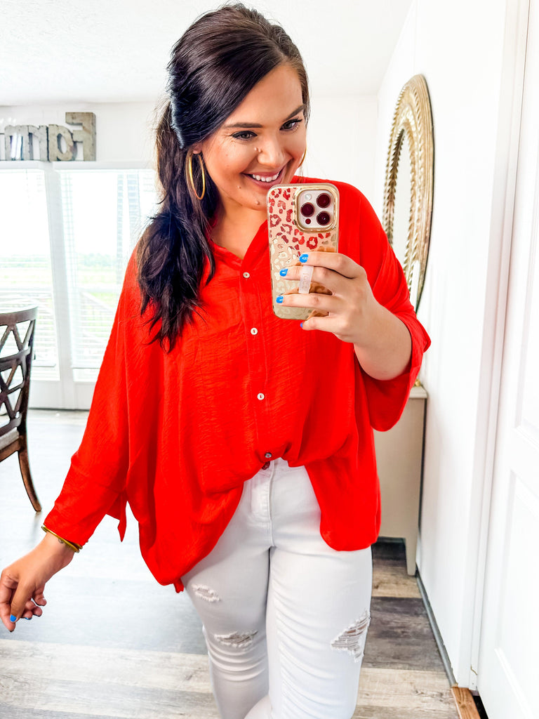 Sleek and Chic Blouse- Red-Shirts & Tops-Trendsetter Online Boutique, Women's Online Fashion Boutique Located in Edison, Georgia
