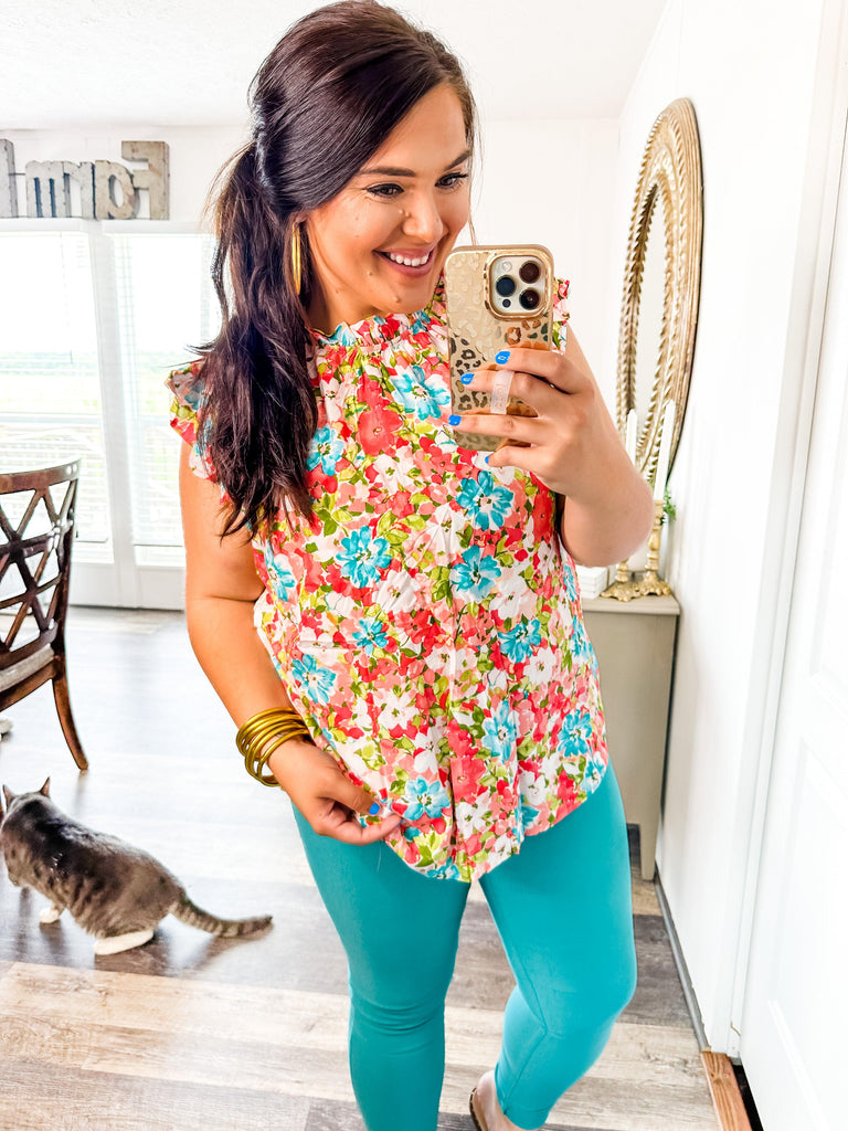 Friendly Smiles Floral Top-Shirts & Tops-Trendsetter Online Boutique, Women's Online Fashion Boutique Located in Edison, Georgia