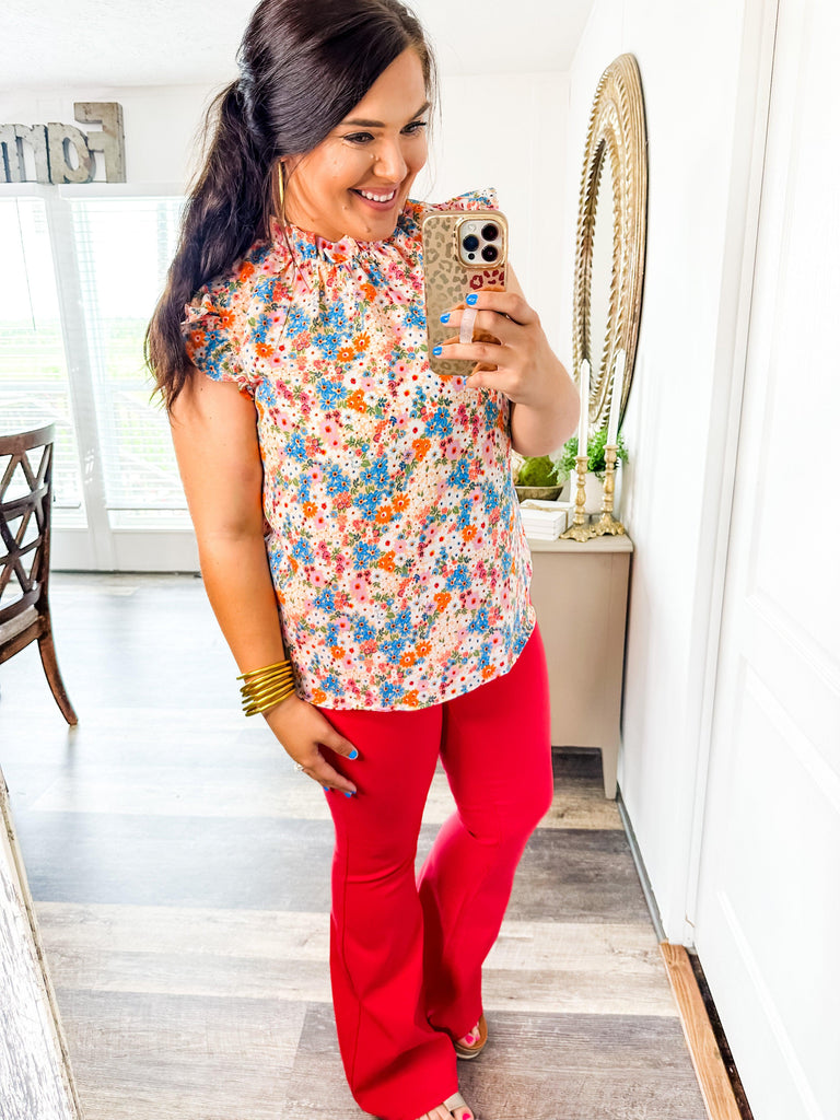 Retro Red Flare Jeans-Jeans-Trendsetter Online Boutique, Women's Online Fashion Boutique Located in Edison, Georgia