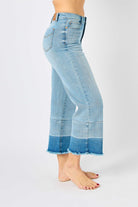 Judy Blue Hight Waist Cropped Hem Wide Jeans-Judy Blue-Trendsetter Online Boutique