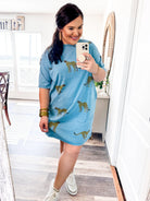 Look Back T-shirt Dress in Washed Denim-Easel-Trendsetter Online Boutique