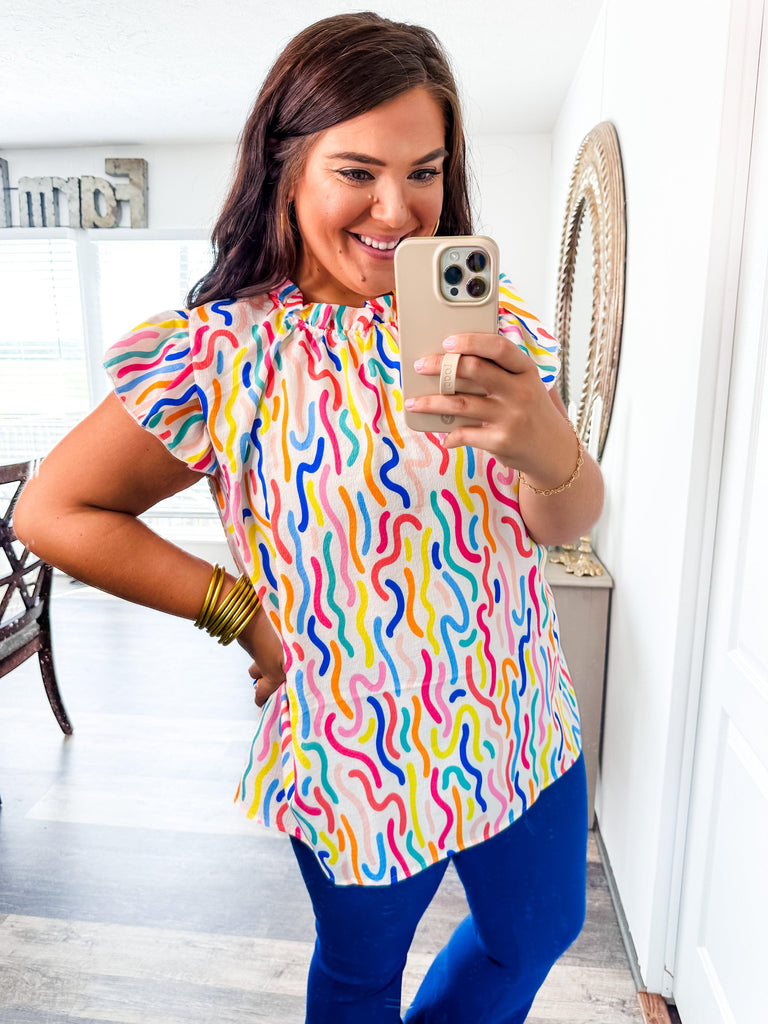 Doodle Day Blouse-Shirts & Tops-Trendsetter Online Boutique, Women's Online Fashion Boutique Located in Edison, Georgia