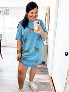 Look Back T-shirt Dress in Washed Denim-Easel-Trendsetter Online Boutique
