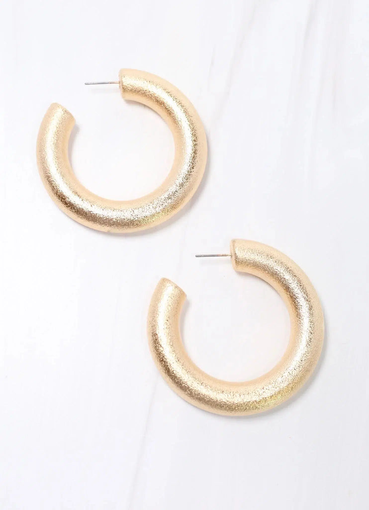 Lowry Textured Hoop- Matte Gold-Earrings-Trendsetter Online Boutique, Women's Online Fashion Boutique Located in Edison, Georgia