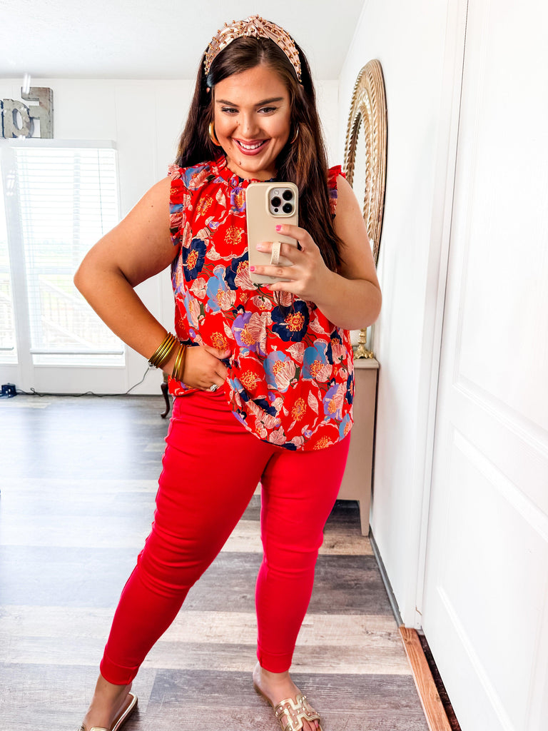 Judy Blue Non-Distressed Red Skinny Jeans-Jeans-Trendsetter Online Boutique, Women's Online Fashion Boutique Located in Edison, Georgia