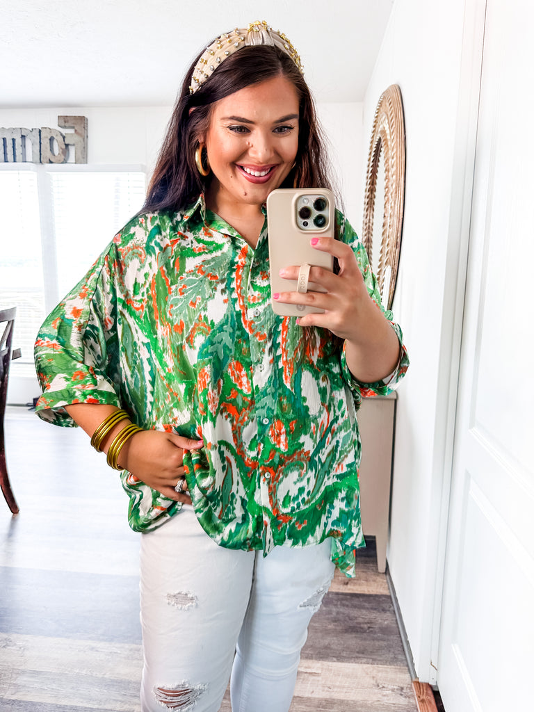 Passionate About Sunshine Blouse- Green-Shirts & Tops-Trendsetter Online Boutique, Women's Online Fashion Boutique Located in Edison, Georgia