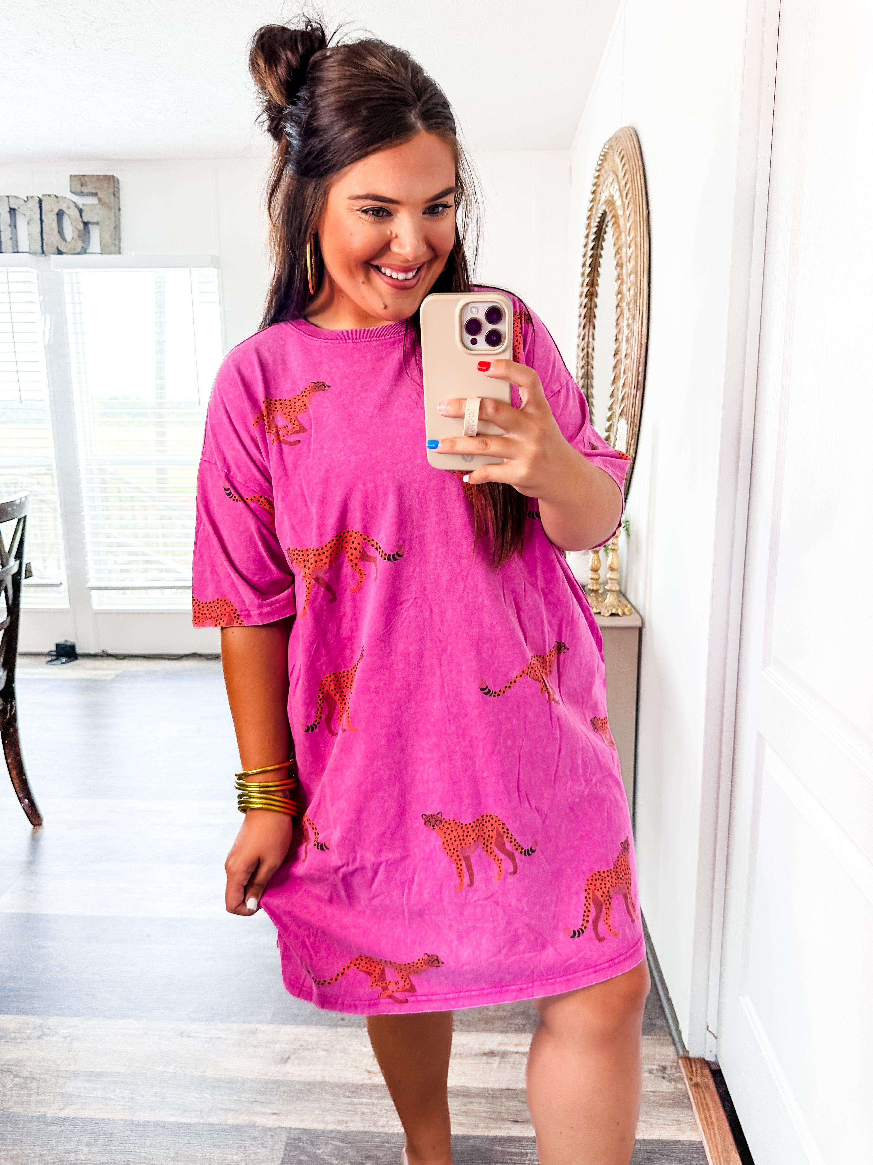 Look Back T-shirt Dress in Pink-Easel-Trendsetter Online Boutique