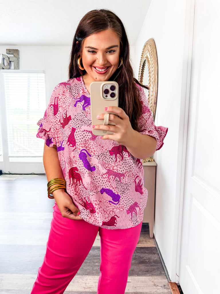 On the Prowl Top- Pink-Shirts & Tops-Trendsetter Online Boutique, Women's Online Fashion Boutique Located in Edison, Georgia