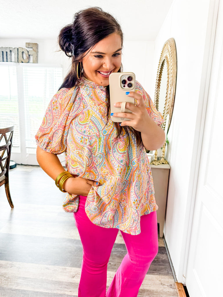 The Paisley Grace Top- Curvy-Shirts & Tops-Trendsetter Online Boutique, Women's Online Fashion Boutique Located in Edison, Georgia