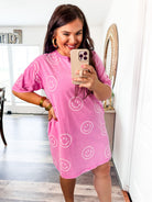 All Smiles T-shirt Dress- Pink-Easel-Trendsetter Online Boutique