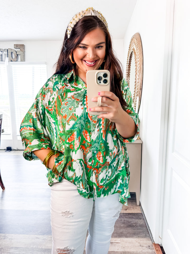 Passionate About Sunshine Blouse- Green-Shirts & Tops-Trendsetter Online Boutique, Women's Online Fashion Boutique Located in Edison, Georgia