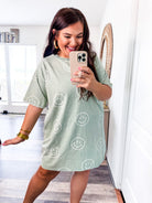 All Smiles T-shirt Dress- Sage-Easel-Trendsetter Online Boutique