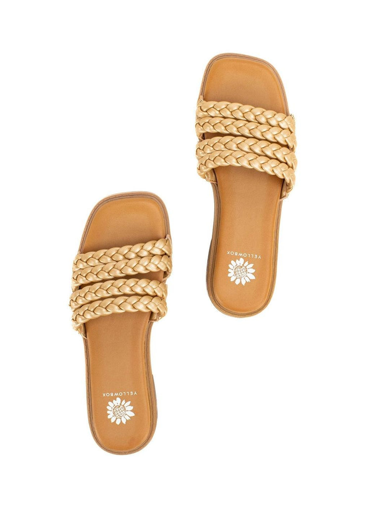 Santai Slide by Yellowbox- Gold-Shoes-Trendsetter Online Boutique, Women's Online Fashion Boutique Located in Edison, Georgia
