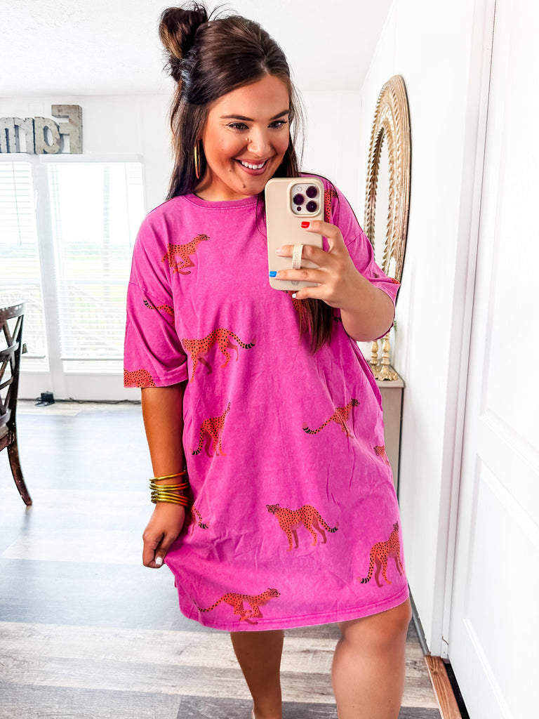 Look Back T-shirt Dress in Pink-Dresses-Trendsetter Online Boutique, Women's Online Fashion Boutique Located in Edison, Georgia