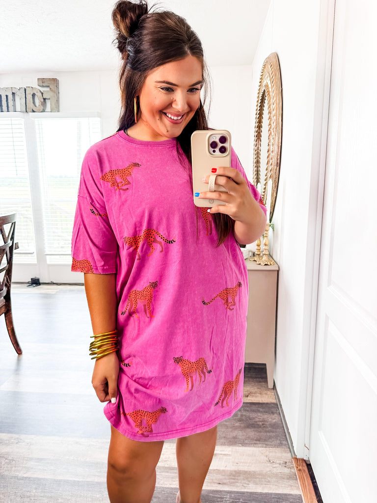 Look Back T-shirt Dress in Pink-Dresses-Trendsetter Online Boutique, Women's Online Fashion Boutique Located in Edison, Georgia
