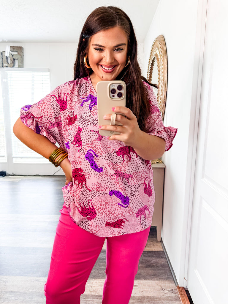 On the Prowl Top- Pink-Shirts & Tops-Trendsetter Online Boutique, Women's Online Fashion Boutique Located in Edison, Georgia