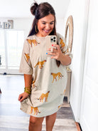 Look Back T-shirt Dress in Khaki-Easel-Trendsetter Online Boutique