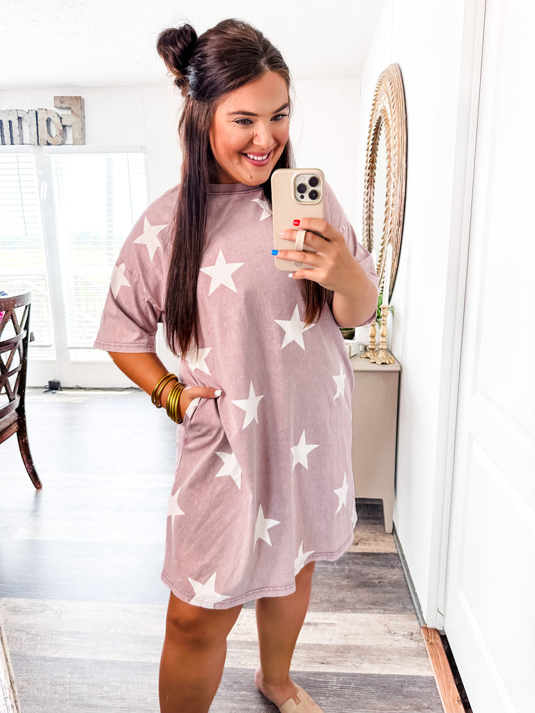 Seeing Stars T-shirt Dress-Dresses-Trendsetter Online Boutique, Women's Online Fashion Boutique Located in Edison, Georgia