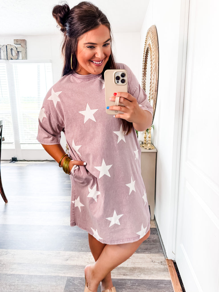 Seeing Stars T-shirt Dress-Dresses-Trendsetter Online Boutique, Women's Online Fashion Boutique Located in Edison, Georgia