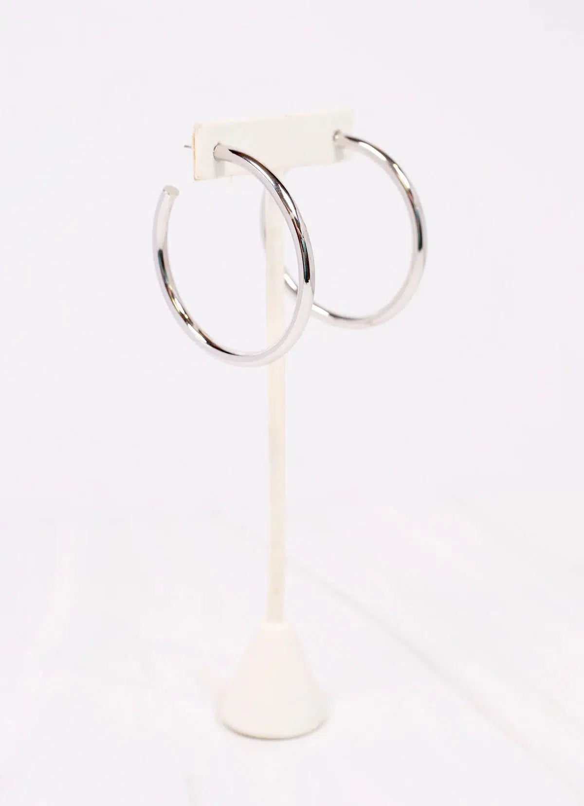 Arden Satin Hoop Earrings in Shiny Silver-Caroline Hill-Trendsetter Online Boutique