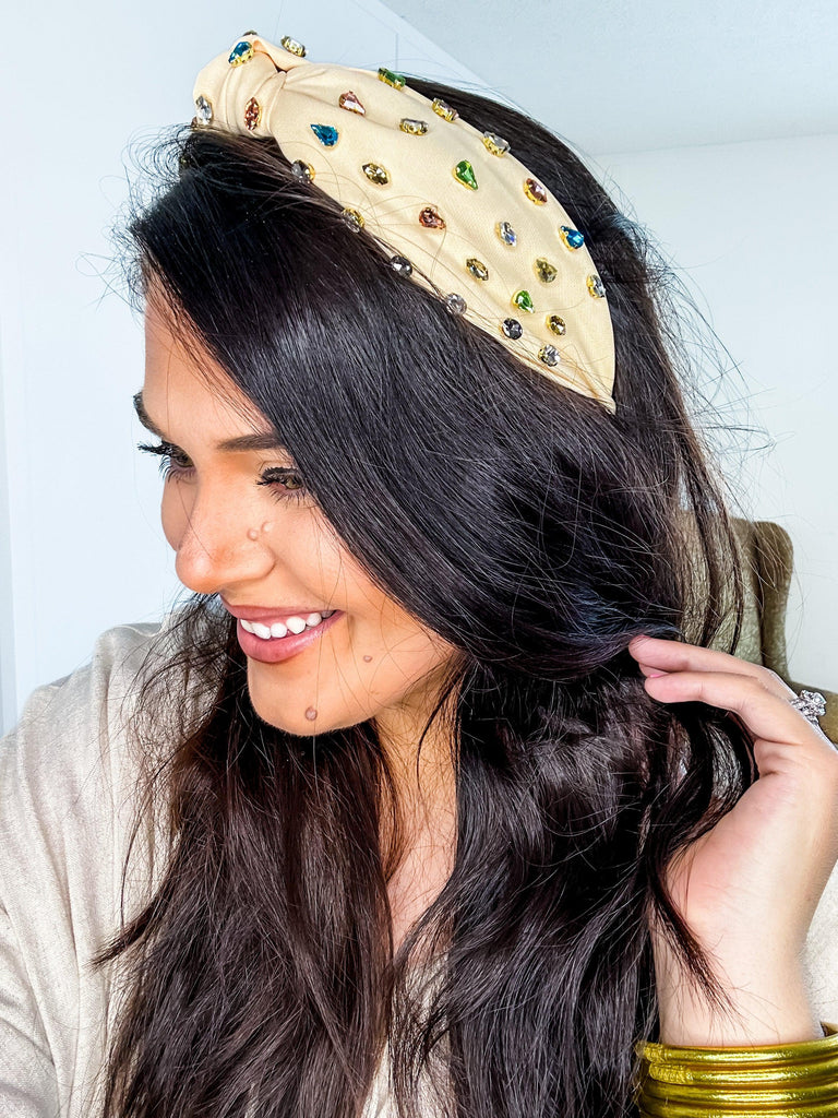 Multi Beaded Ivory Headband-Headband-Trendsetter Online Boutique, Women's Online Fashion Boutique Located in Edison, Georgia