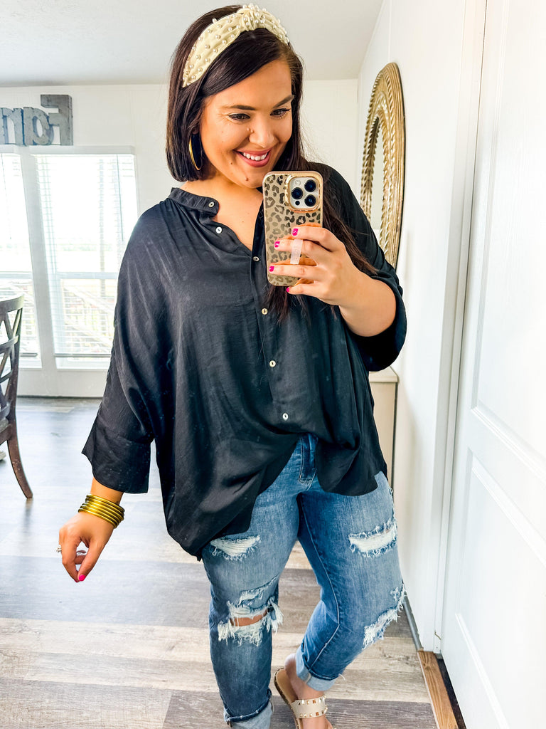 Sleek and Chic Blouse- Black-Shirts & Tops-Trendsetter Online Boutique, Women's Online Fashion Boutique Located in Edison, Georgia