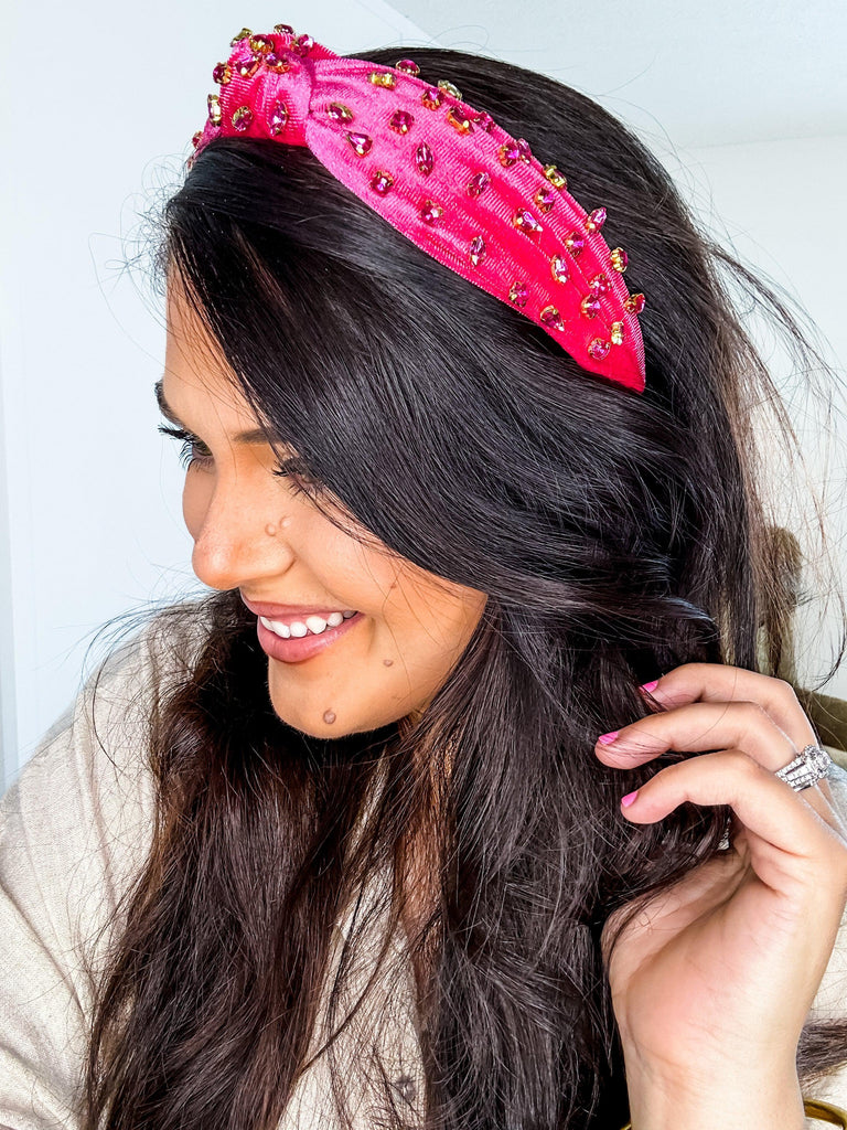 Hot Pink Diamond Headband-Headband-Trendsetter Online Boutique, Women's Online Fashion Boutique Located in Edison, Georgia